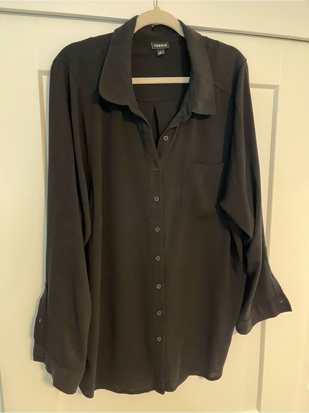 Torrid Lizzie Button Up Shirt Black Gauze Blouse Lightweight Work Top - 3X/22-24